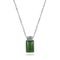vert pendant Jade Pendant de rectangle de la chaîne 9x14mm de perle de la pierre gemme 2.08g 925 argentée