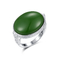 Forme d'ovale de Jade Ring Sterling Silver 16x20mm de vert de pierre porte-bonheur de Sagittaire