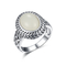 La guérison lapide 925 anneaux argentés de pierre gemme 9x12mm Jade Carved Ring Band blanche ovale