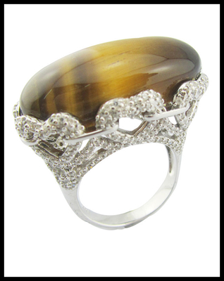 Année éblouissante pierre précieuse Anneaux en argent sterling Oeil de tigre pierre sterling bande d'argent sterling Anneau sterling argent unique
