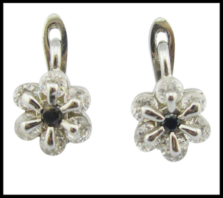 Cz Stone Taille 1.0-1.25mm Cube Zirconia sans nickel 925 Boucles d'oreilles en argent avec fleur de design Boucle d'oreille en argent sterling rose