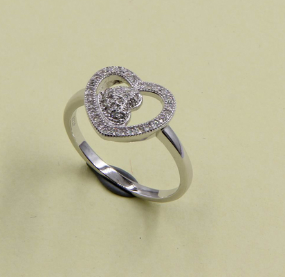 Anneaux de circonie en coupe ronde en argent sterling 925 pour femmes Anneaux de cœur en argent sterling