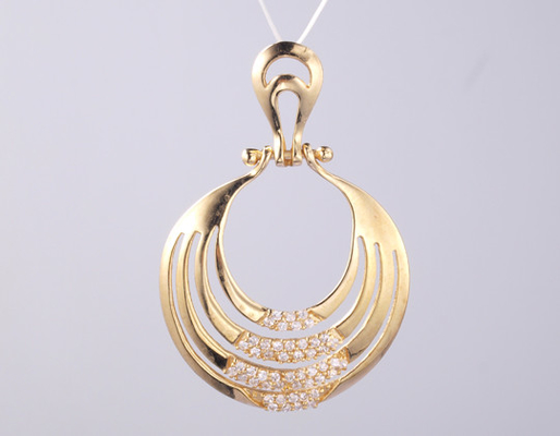 18K JAUNE Or Unique 925 Argent Pendentif Géométrique Décoré Avec Des Anneaux De Pierres Chères D'Argent De Zircon Personnalisable Accessoire