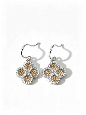 2026 Nouveau été chaud 925 Argent CZ Boucles d'oreilles Fil avec Dk Champagne et Blanc AAA CZ Pièces, Ronde Lucky Flower Circle Boucle d'oreille bijoux Rhodium plaqué pour le look classique, Champagne foncé CZ bijoux de collection