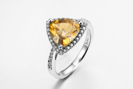 Citrin jaune unisexe de la bague de fiançailles 4.84g de pierre porte-bonheur de novembre