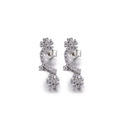 Semilune 925 boucles d'oreille argentées de baisse d'argent des boucles d'oreille 1.95g de la CZ pour des femmes