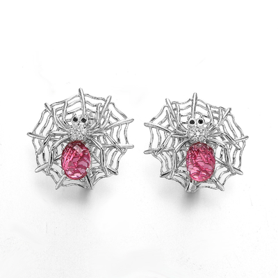 Toile d'araignée des cristaux 4.85g de Sterling Silver Stud Earrings With Swarovski du rubis 925