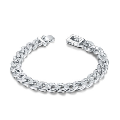 Les connexions le bracelet de Cuban Link de 925 hommes de luxe de bracelet argenté de la CZ 18,01 grammes