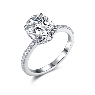 925 bagues de fiançailles argentées ovales de zircon des anneaux 8x10mm de la CZ
