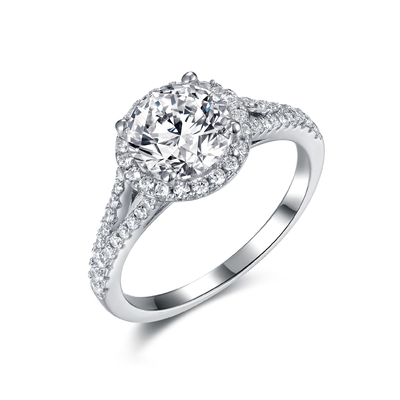 Style de scintillement de Sterling Silver Moissanite Wedding Rings 8.0mm de rond